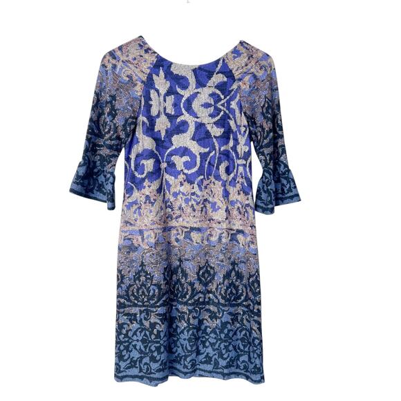 Rabbit Rabbit Rabbit Purple Printed 3/4 Sleeve Dress Sz 8 - Picture 5 of 5